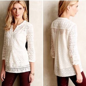 Vanessa & Virginia Embroidered Tulle Tunic Sz 2